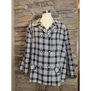 Vintage Womens Pablo Collection Double Breasted Plaid Blazer Sz 22WP Made In USA